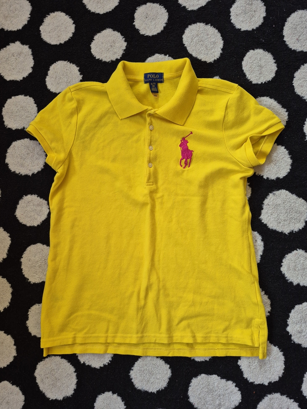 Polo by Ralph Lauren Girls' Yellow Polo Shirt with Pink Logo
